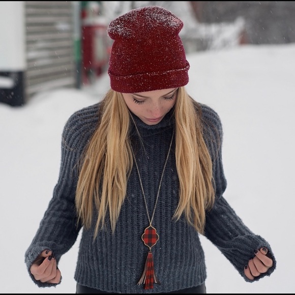 NWT!Sale 🔥Buffalo Plaid Faux Leather With Tassels Necklace High Quality - Picture 2 of 8